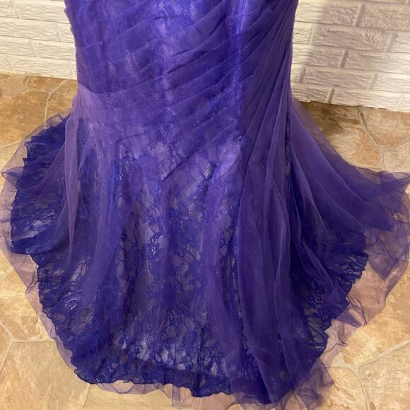 NWT VM Collection by Mori Lee Floral Lace Overlay 3/4 Sleeve Formal Gown, 10 - Picture 6 of 11